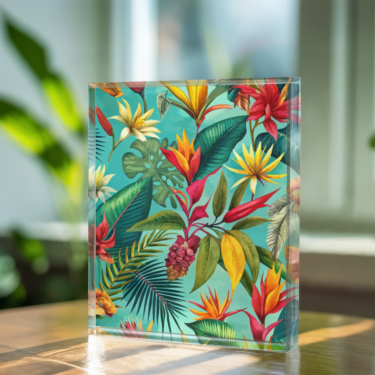 Folk Floral Pattern, Brazilian Inspired 03 - 5.25" x 7" Acrylic Block