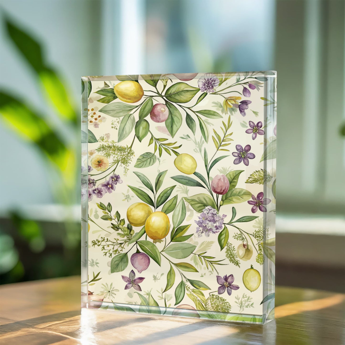 Folk Floral Pattern, Italian Inspired 02 - 5.25" x 7" Acrylic Block