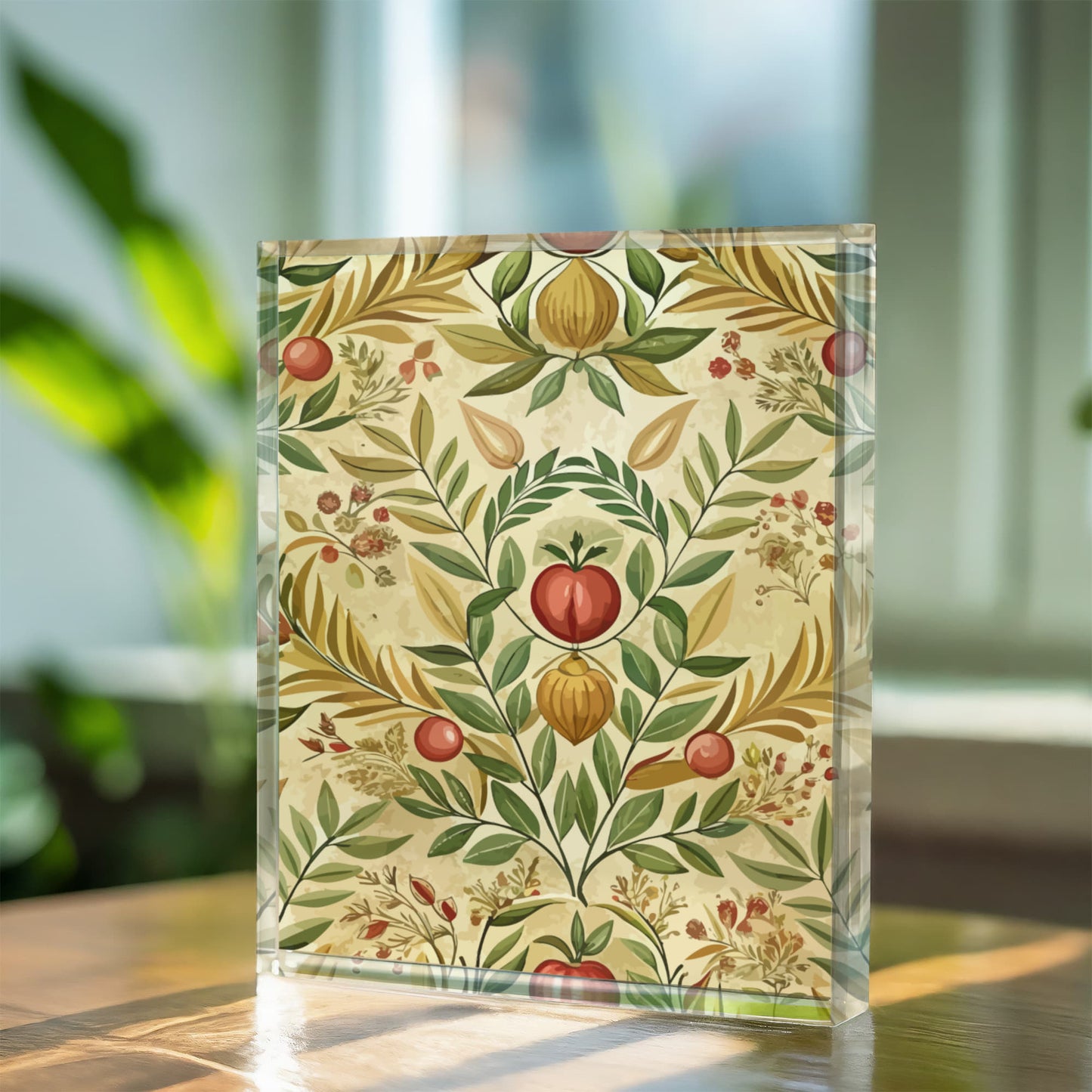Folk Floral Pattern, Greek Inspired 02 - 5.25" x 7" Acrylic Block