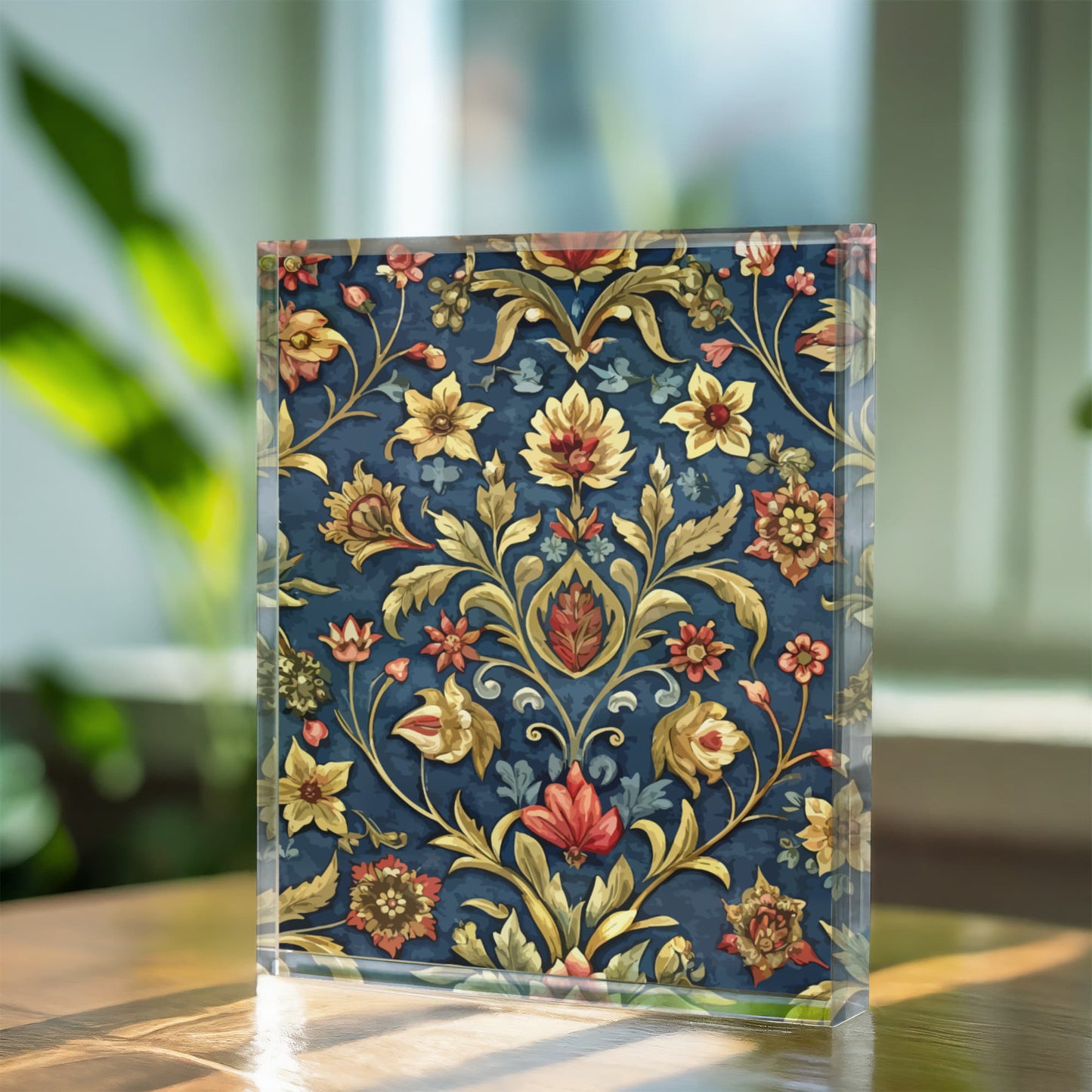 Folk Floral Pattern, Iranian Inspired 02 - 5.25" x 7" Acrylic Block