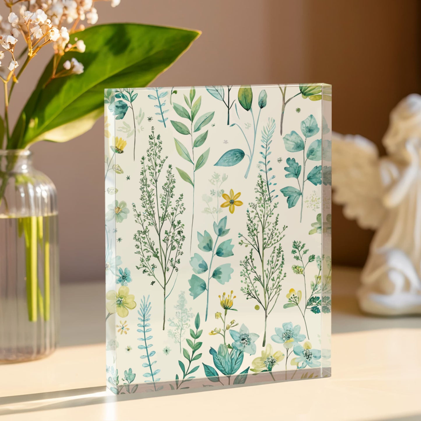 Folk Floral Pattern, Finnish Inspired 02 - 5.25" x 7" Acrylic Block