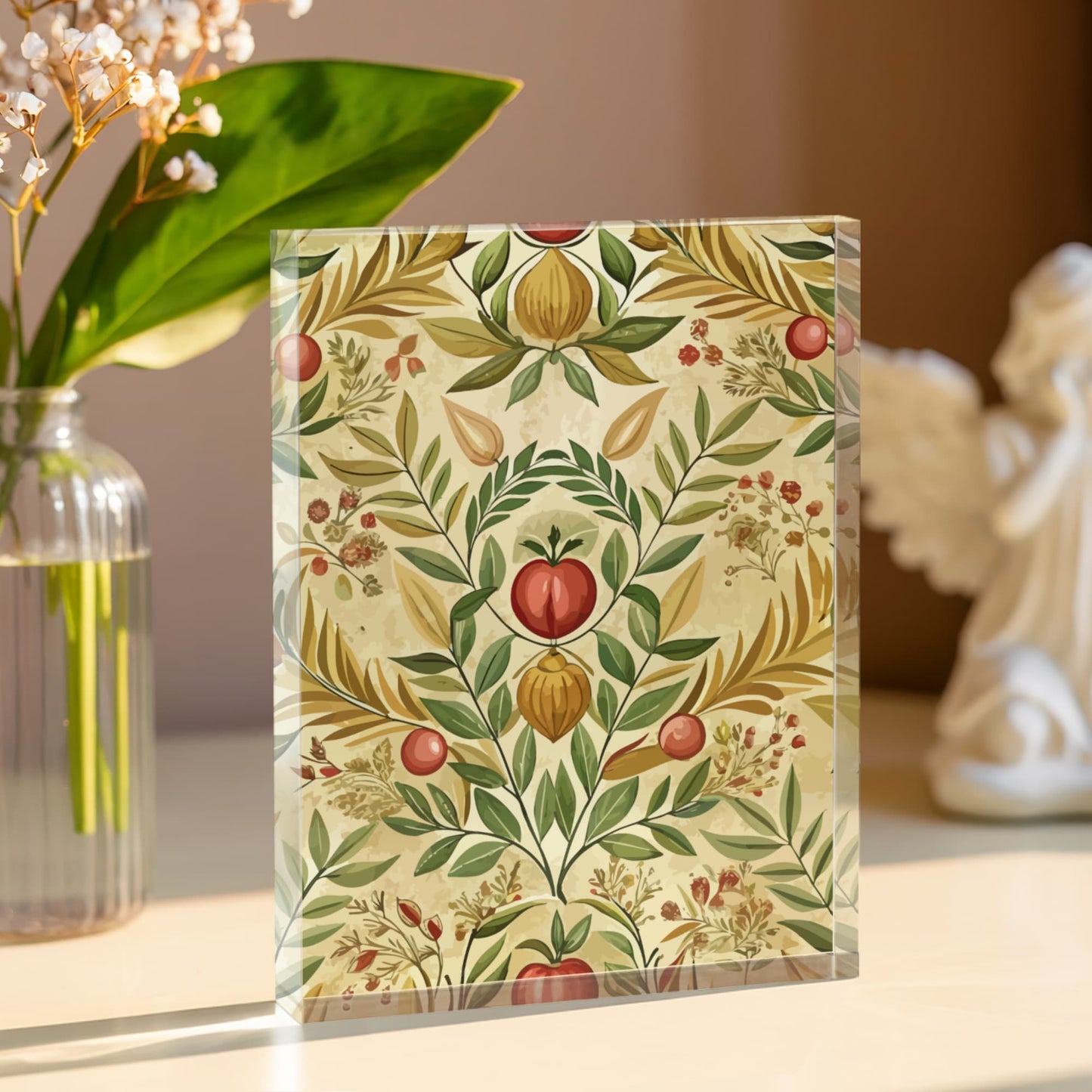 Folk Floral Pattern, Greek Inspired 02 - 5.25" x 7" Acrylic Block