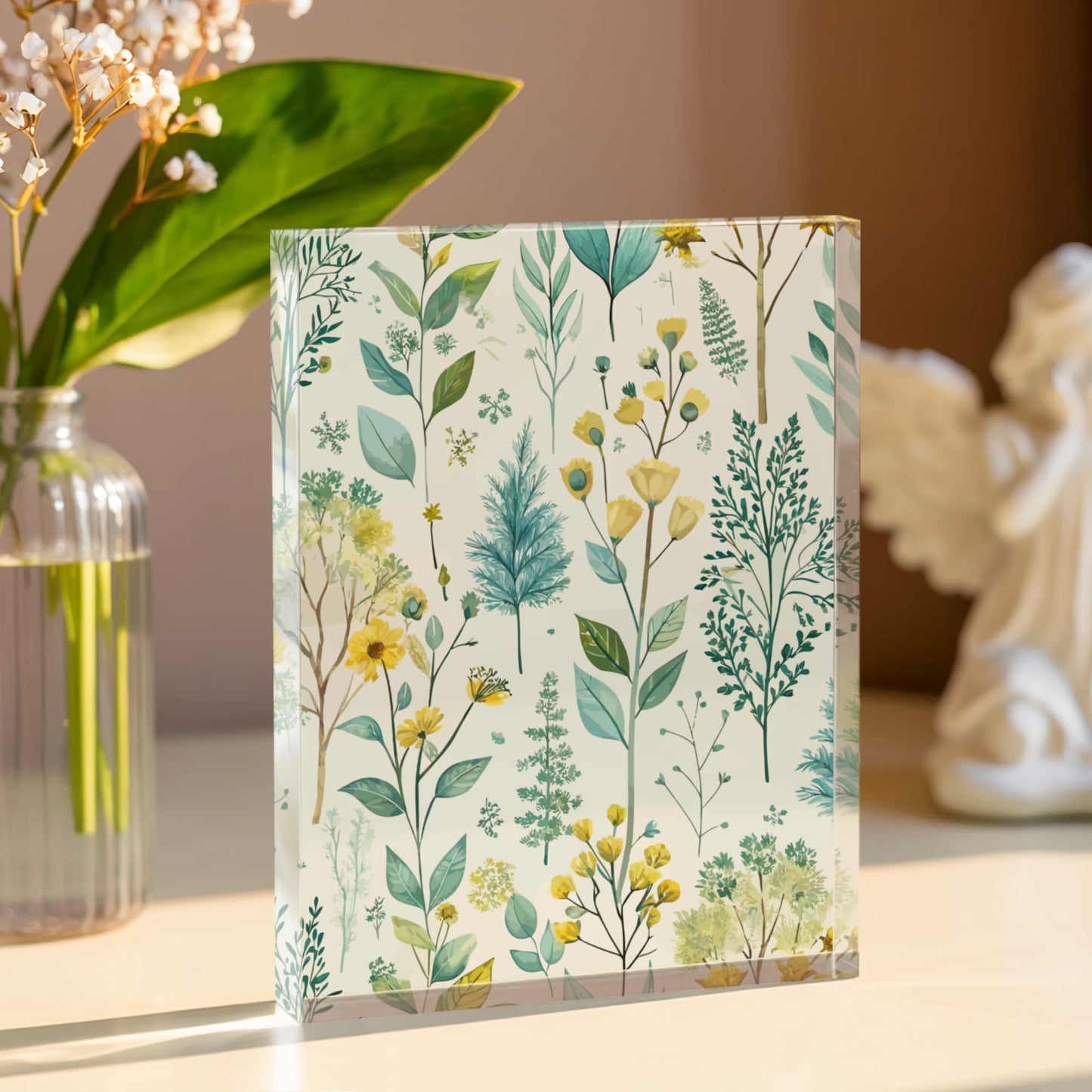 Folk Floral Pattern, Finnish Inspired 01 - 5.25" x 7" Acrylic Block