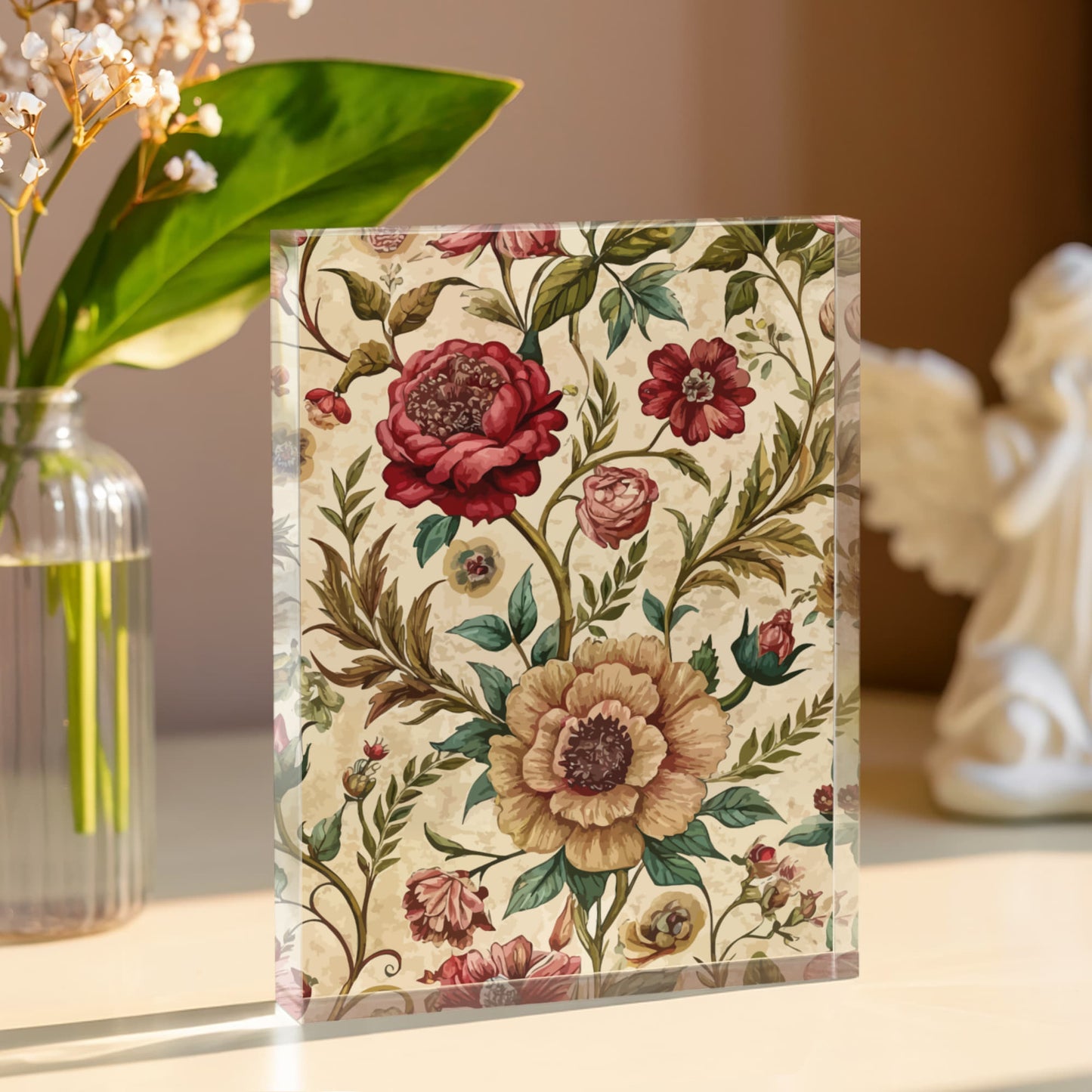 Folk Floral Pattern, Iranian Inspired 04 - 5.25" x 7" Acrylic Block