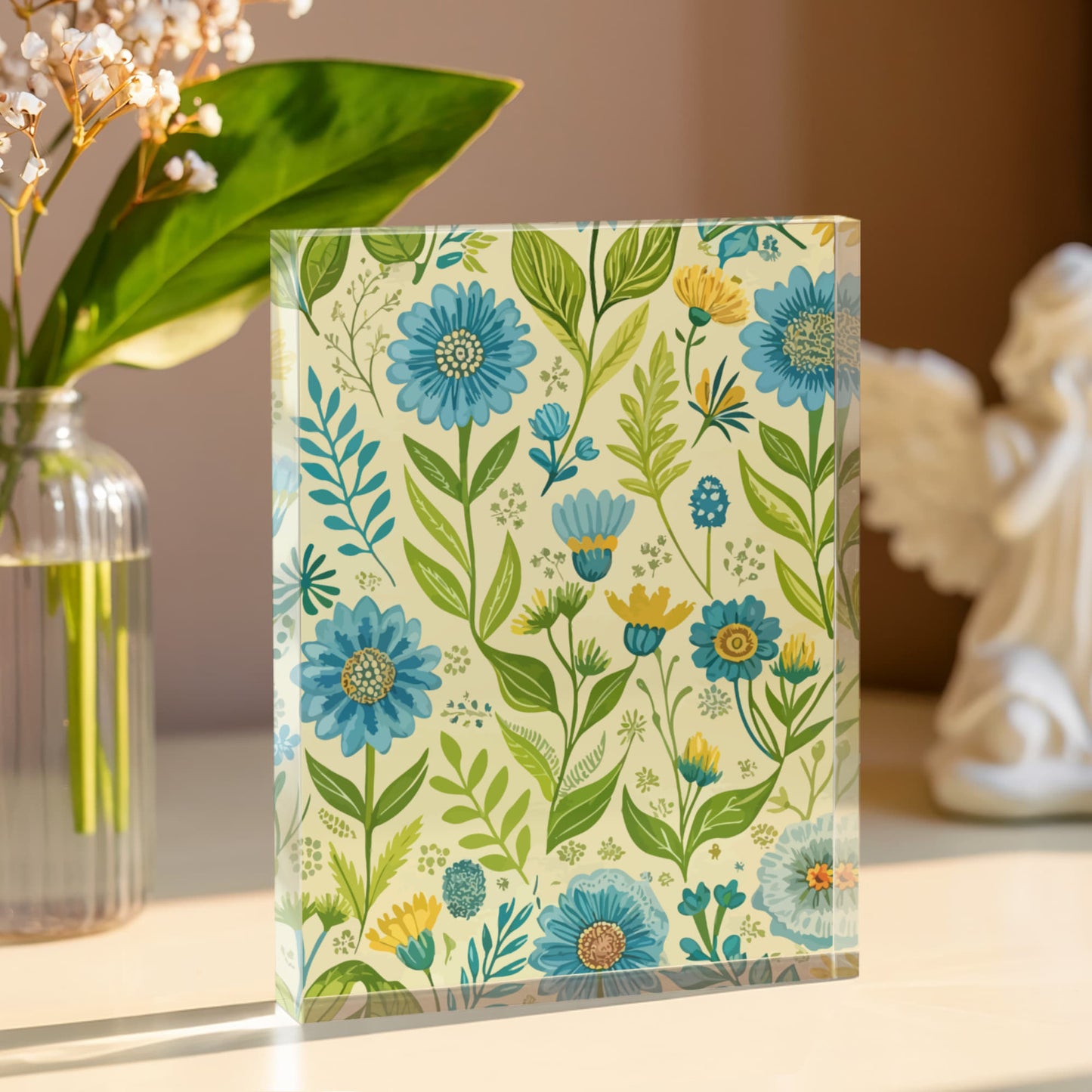 Folk Floral Pattern, Baltic Inspired 02 - 5.25" x 7" Acrylic Block