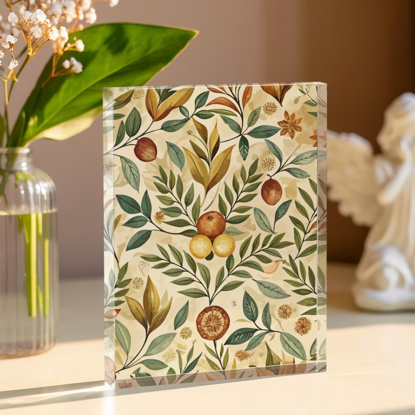 Folk Floral Pattern, Greek Inspired 01 - 5.25" x 7" Acrylic Block