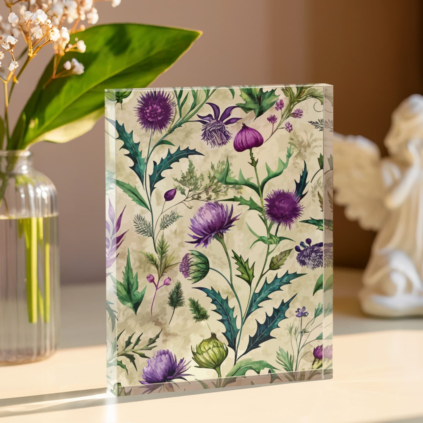 Folk Floral Pattern, Scottish Inspired 01 - 5.25" x 7" Acrylic Block