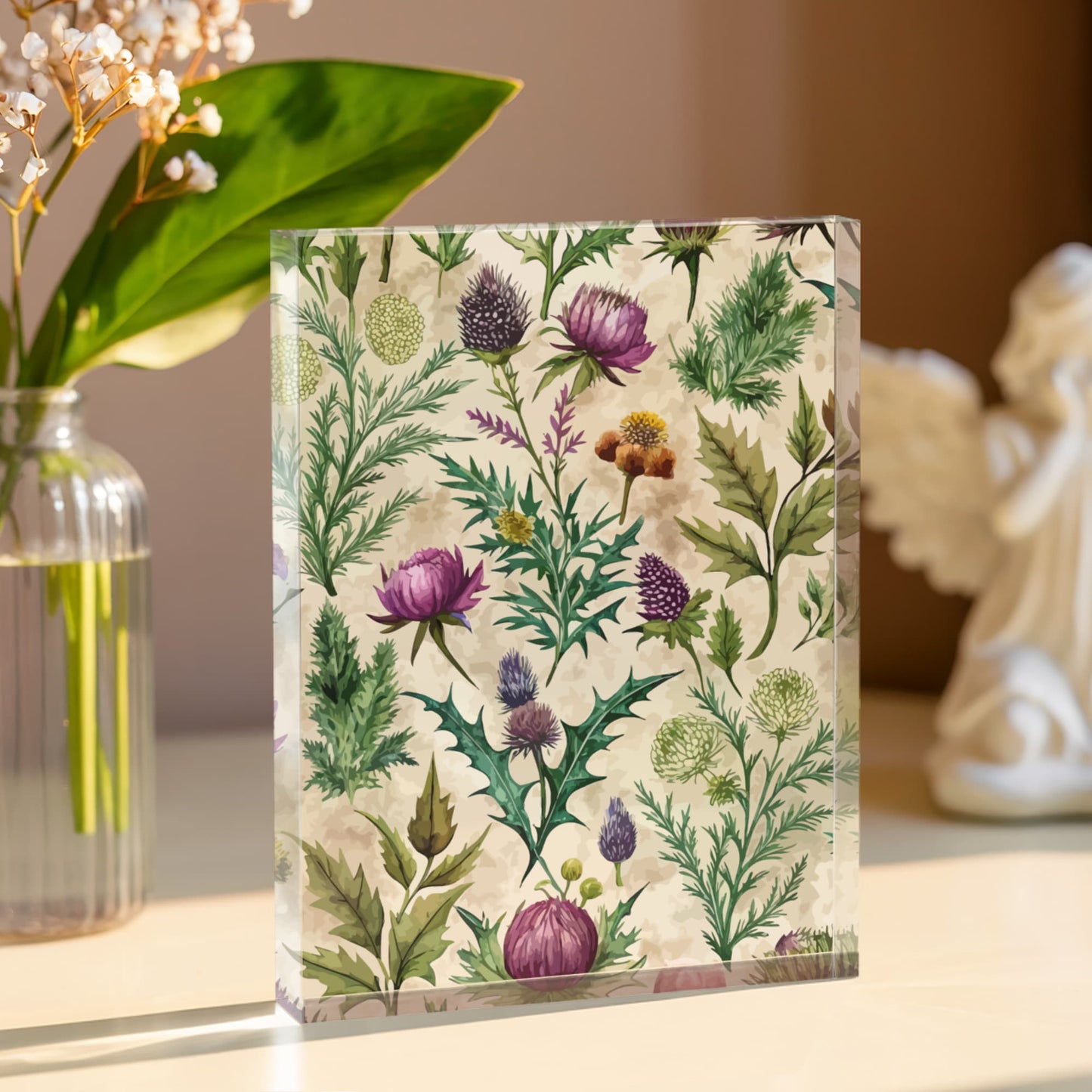 Folk Floral Pattern, Scottish Inspired 02 - 5.25" x 7" Acrylic Block