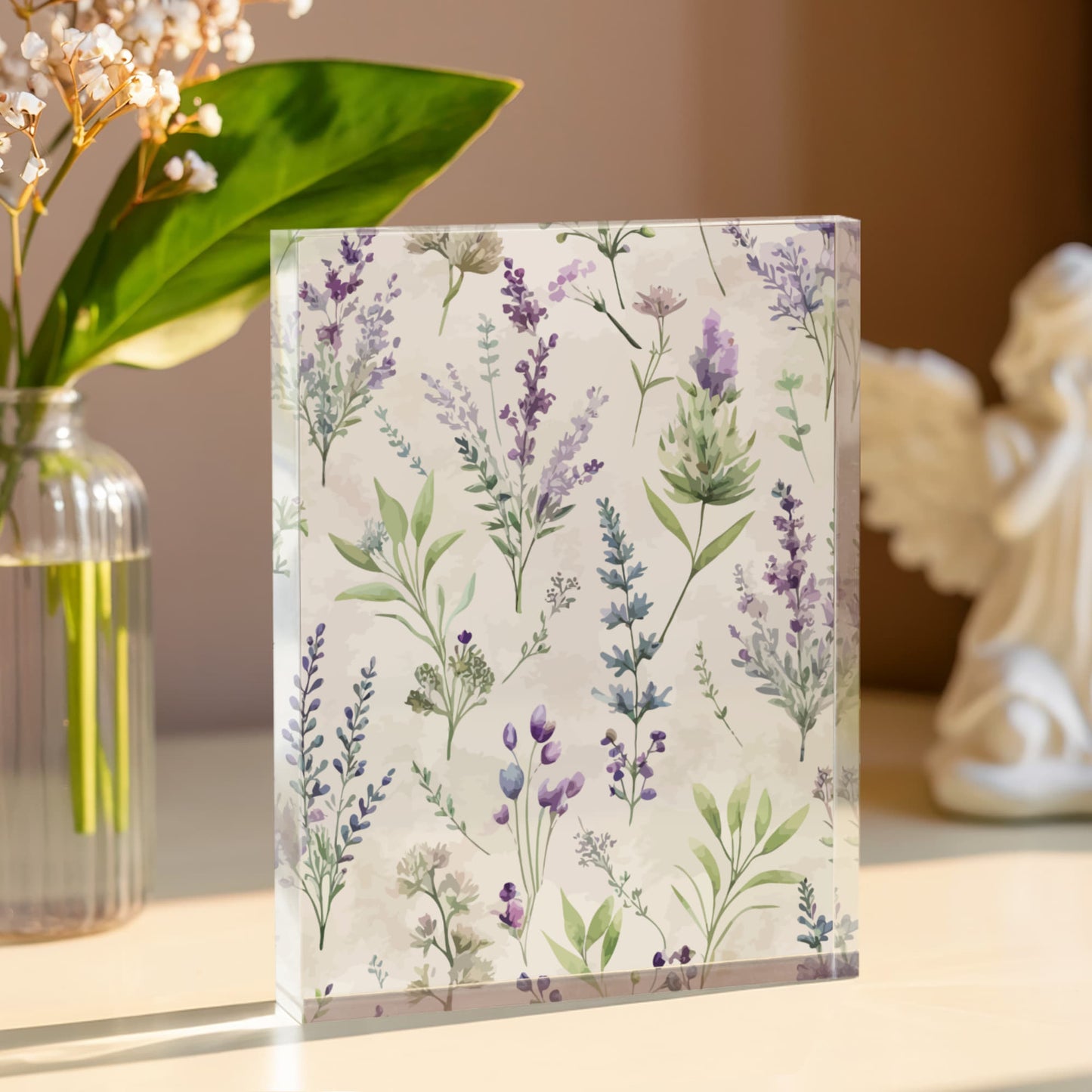 Folk Floral Pattern, French Inspired 02 - 5.25" x 7" Acrylic Block