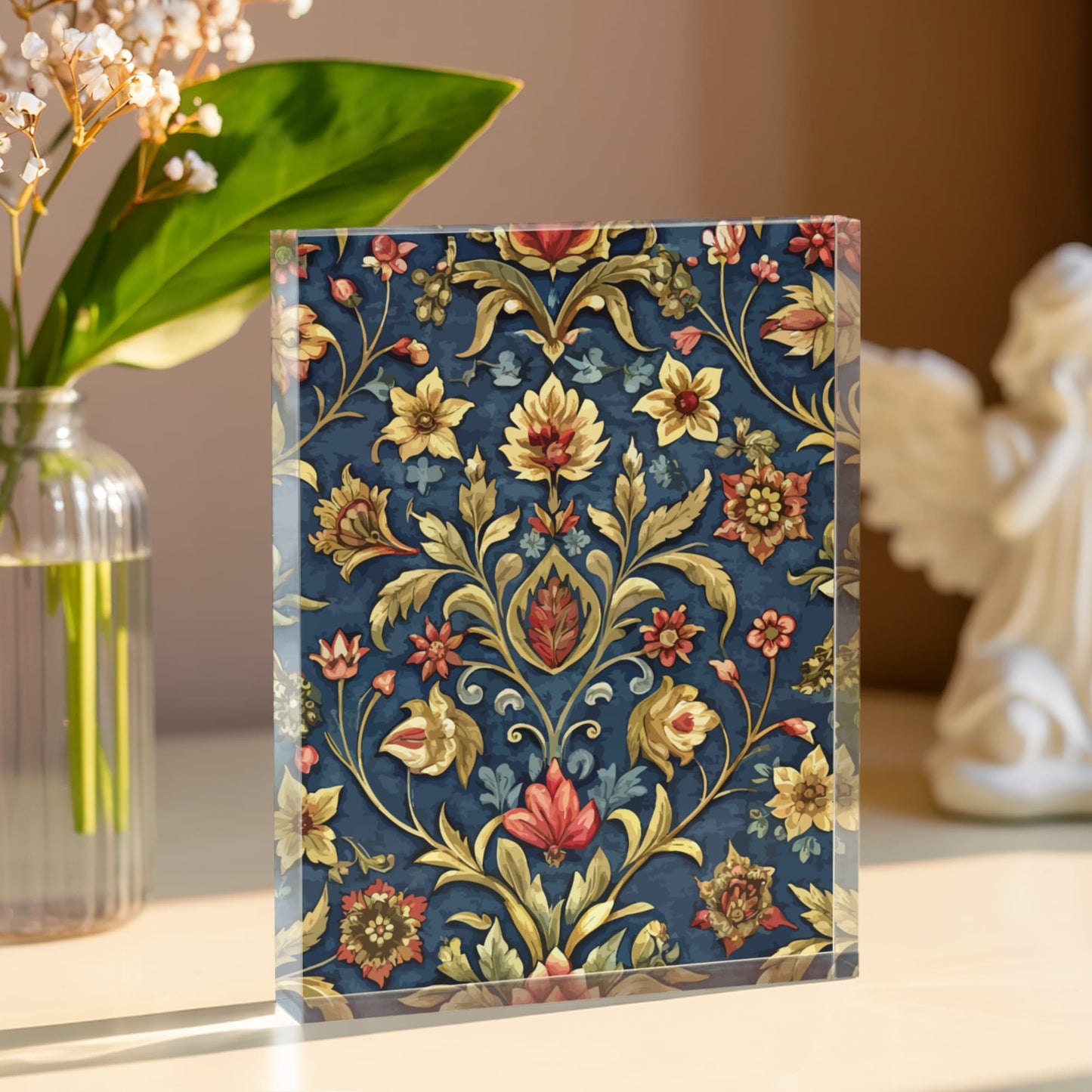 Folk Floral Pattern, Iranian Inspired 02 - 5.25" x 7" Acrylic Block