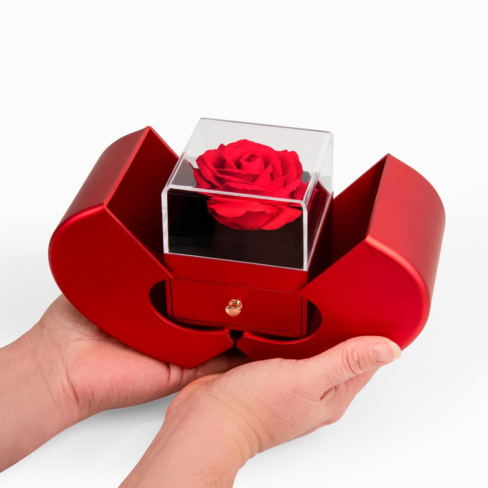 Forever Love Necklace With Red Heart Rose Gift Box
