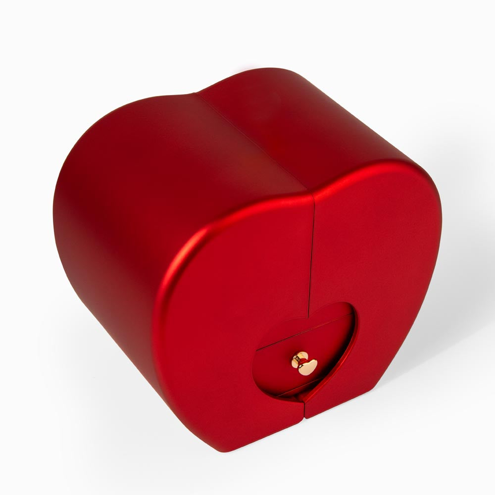 18k Yellow Gold Finish Forever Love Necklace With Red Heart Rose Gift Box