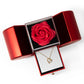 18k Yellow Gold Finish Forever Love Necklace With Red Heart Rose Gift Box
