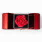 18K Yellow Gold Finish Alluring Beauty Necklace With Red Heart Rose Gift Box