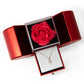 18K Yellow Gold Finish Alluring Beauty Necklace With Red Heart Rose Gift Box