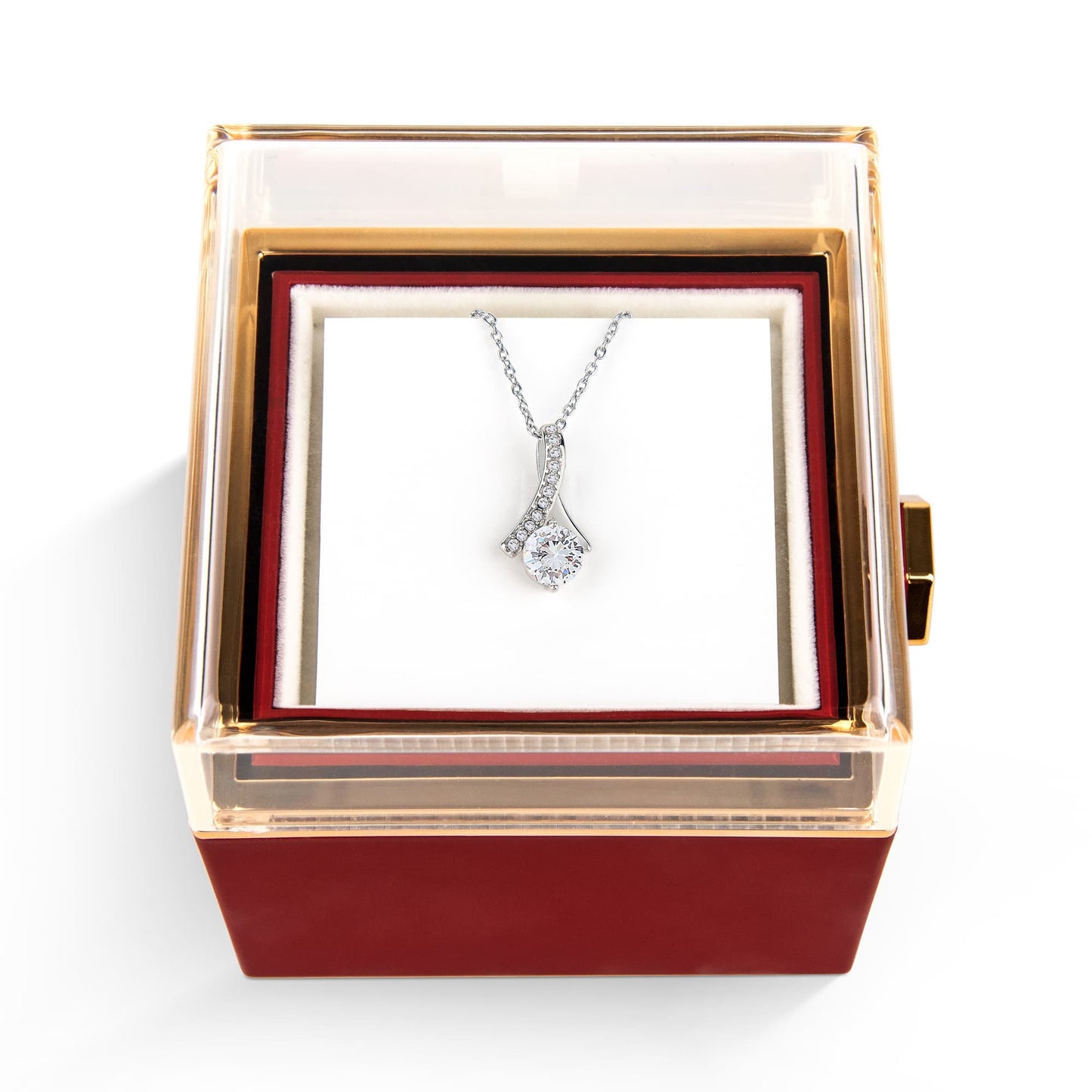 Alluring Beauty Necklace With Rotating Rose Gift Box