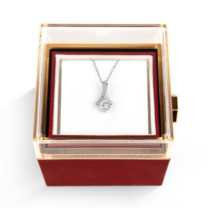 Alluring Beauty Necklace With Rotating Rose Gift Box