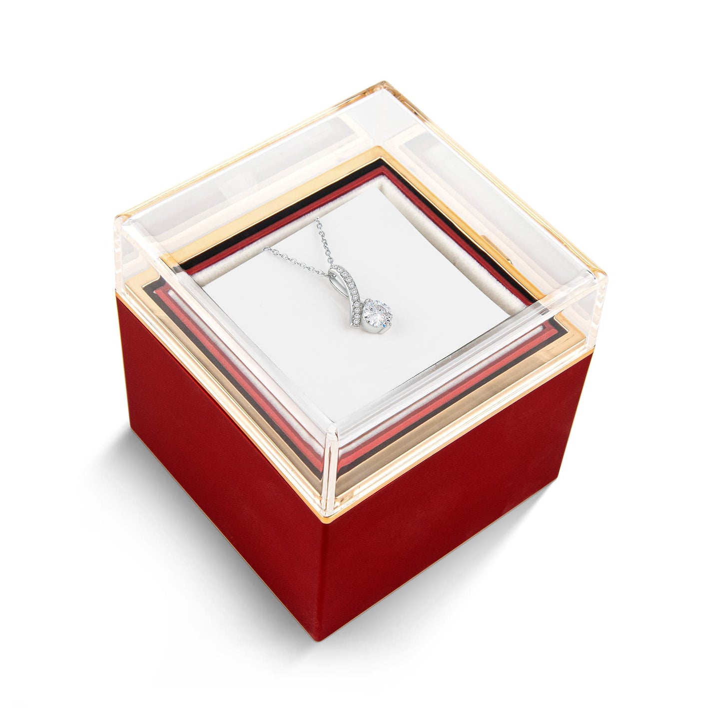 Alluring Beauty Necklace With Rotating Rose Gift Box