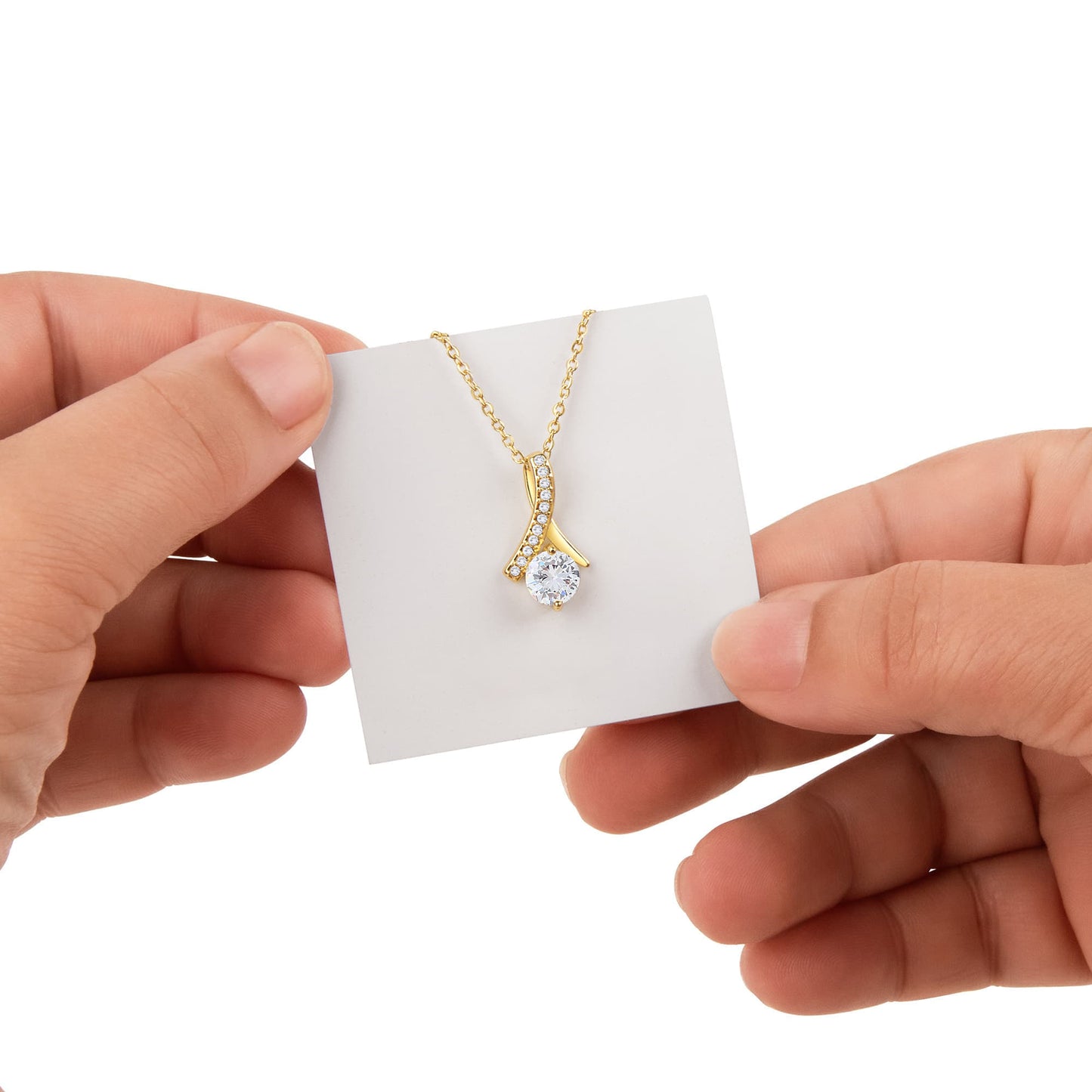 18K Yellow Gold Finish Alluring Beauty Necklace With Rotating Rose Gift Box