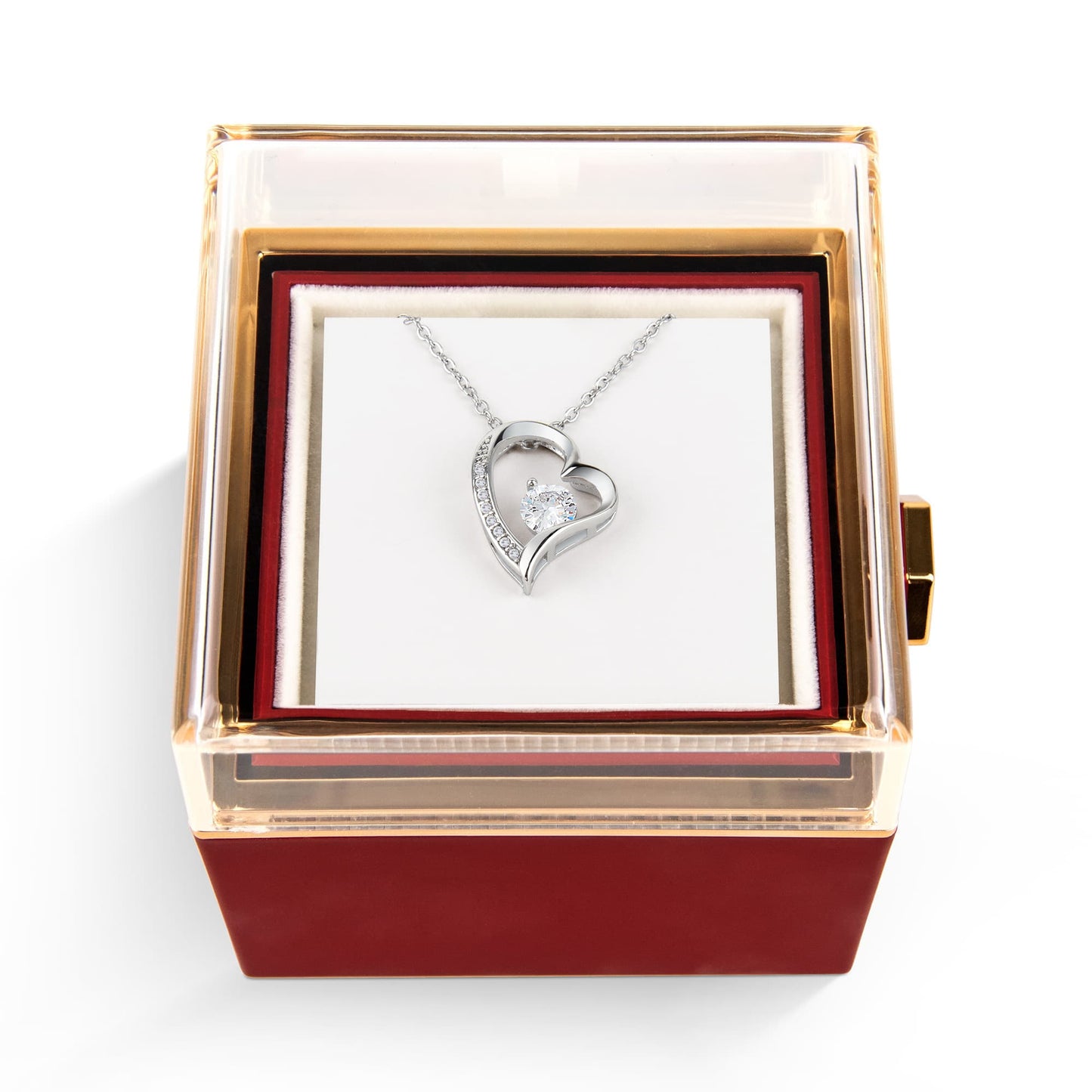 Forever Love Necklace With Rotating Rose Gift Box