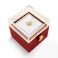 18K Yellow Gold Finish Love Knot Necklace With Rotating Rose Gift Box