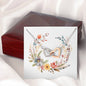 Boho Flowers Wreath Watercolor 17 - Interlocking Hearts Necklace With Mahogany Style Luxury Box