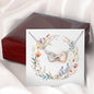 Boho Flowers Wreath Watercolor 16 - Interlocking Hearts Necklace With Mahogany Style Luxury Box