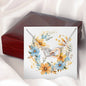 Boho Flowers Wreath Watercolor 13 - Interlocking Hearts Necklace With Mahogany Style Luxury Box