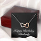 Happy Birthday Kimberly v2 - Interlocking Hearts Necklace With Mahogany Style Luxury Box