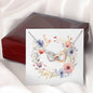 Boho Flowers Wreath Watercolor 18 - Interlocking Hearts Necklace With Mahogany Style Luxury Box