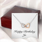 Happy Birthday Jo - Interlocking Hearts Necklace With Mahogany Style Luxury Box