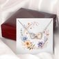 Boho Flowers Wreath Watercolor 11 - Interlocking Hearts Necklace With Mahogany Style Luxury Box
