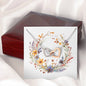 Boho Flowers Wreath Watercolor 14 - Interlocking Hearts Necklace With Mahogany Style Luxury Box