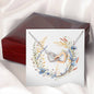 Boho Flowers Wreath Watercolor 03 - Interlocking Hearts Necklace With Mahogany Style Luxury Box