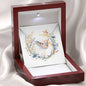 Boho Flowers Wreath Watercolor 03 - Interlocking Hearts Necklace With Mahogany Style Luxury Box
