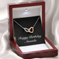 Happy Birthday Amanda v2 - Interlocking Hearts Necklace With Mahogany Style Luxury Box