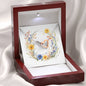 Boho Flowers Wreath Watercolor 12 - Interlocking Hearts Necklace With Mahogany Style Luxury Box