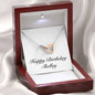 Happy Birthday Shelley - Interlocking Hearts Necklace With Mahogany Style Luxury Box