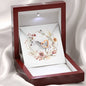 Boho Flowers Wreath Watercolor 08 - Interlocking Hearts Necklace With Mahogany Style Luxury Box
