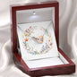 Boho Flowers Wreath Watercolor 16 - Interlocking Hearts Necklace With Mahogany Style Luxury Box