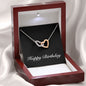 Happy Birthday v2 - Interlocking Hearts Necklace With Mahogany Style Luxury Box
