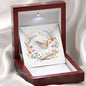 Boho Flowers Wreath Watercolor 15 - Interlocking Hearts Necklace With Mahogany Style Luxury Box