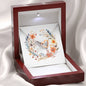Boho Flowers Wreath Watercolor 06 - Interlocking Hearts Necklace With Mahogany Style Luxury Box