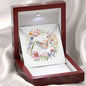 Boho Flowers Wreath Watercolor 07 - Interlocking Hearts Necklace With Mahogany Style Luxury Box