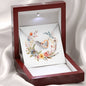 Boho Flowers Wreath Watercolor 17 - Interlocking Hearts Necklace With Mahogany Style Luxury Box