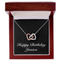 Happy Birthday Jessica v2 - Interlocking Hearts Necklace With Mahogany Style Luxury Box