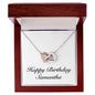 Happy Birthday Samantha - Interlocking Hearts Necklace With Mahogany Style Luxury Box