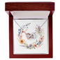 Boho Flowers Wreath Watercolor 19 - Interlocking Hearts Necklace With Mahogany Style Luxury Box