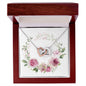 Watercolor Pink Floral Frame 1 - Interlocking Hearts Necklace With Mahogany Style Luxury Box