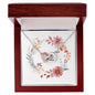 Boho Flowers Wreath Watercolor 20 - Interlocking Hearts Necklace With Mahogany Style Luxury Box